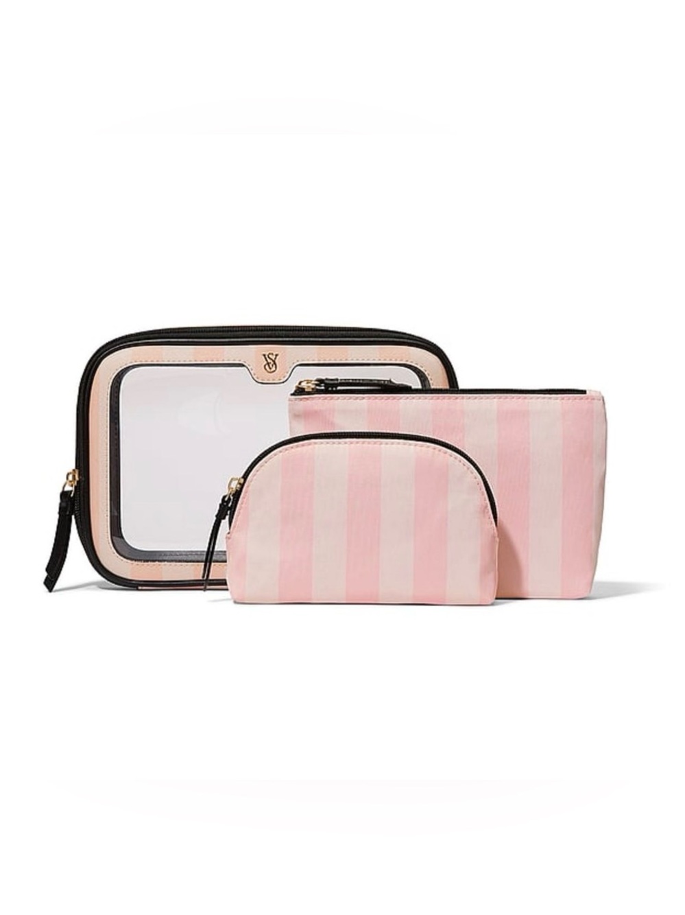 Victoria's Secret Heritage Stripe Trio Makeup Bag Set